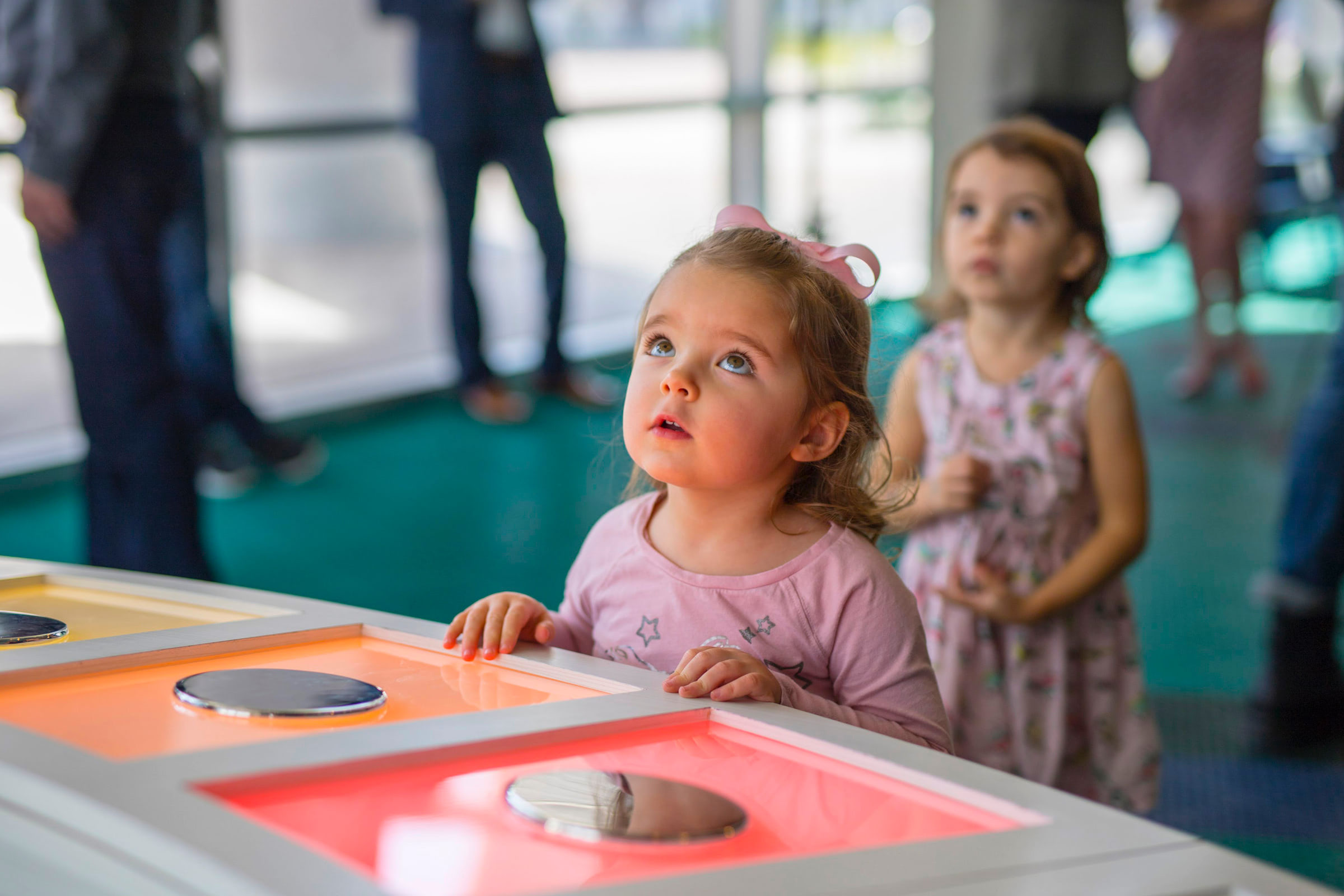 Young children looking up at the lights at GCM